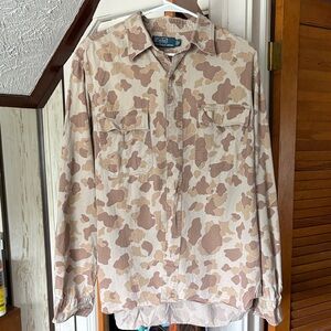 Ralph Lauren Men's Beige and Brown Camo Shirt Jacket (vintage)